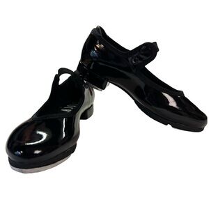 Bloch Techno Tap Shoes Black Patent Size 9 Kids Preowned